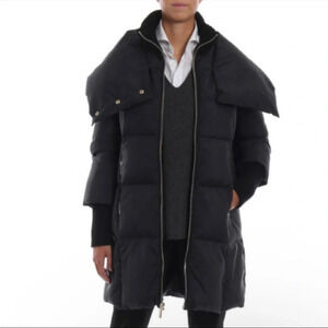 Michael Kors long black puffer jacket cowl neck long down filled XXS